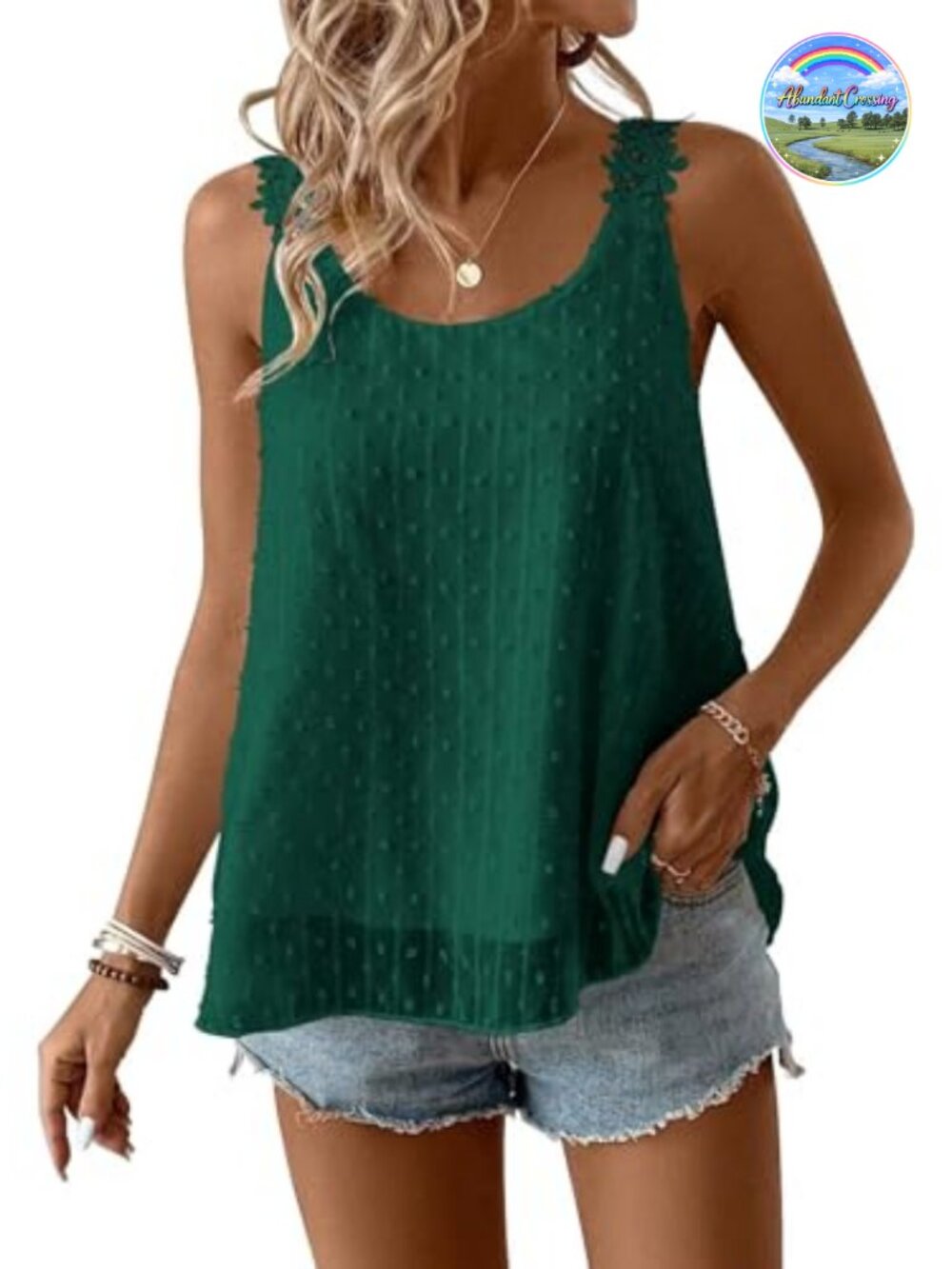 Women's Sleeveless Lace Cami Tank Top Flowy Boho Summer